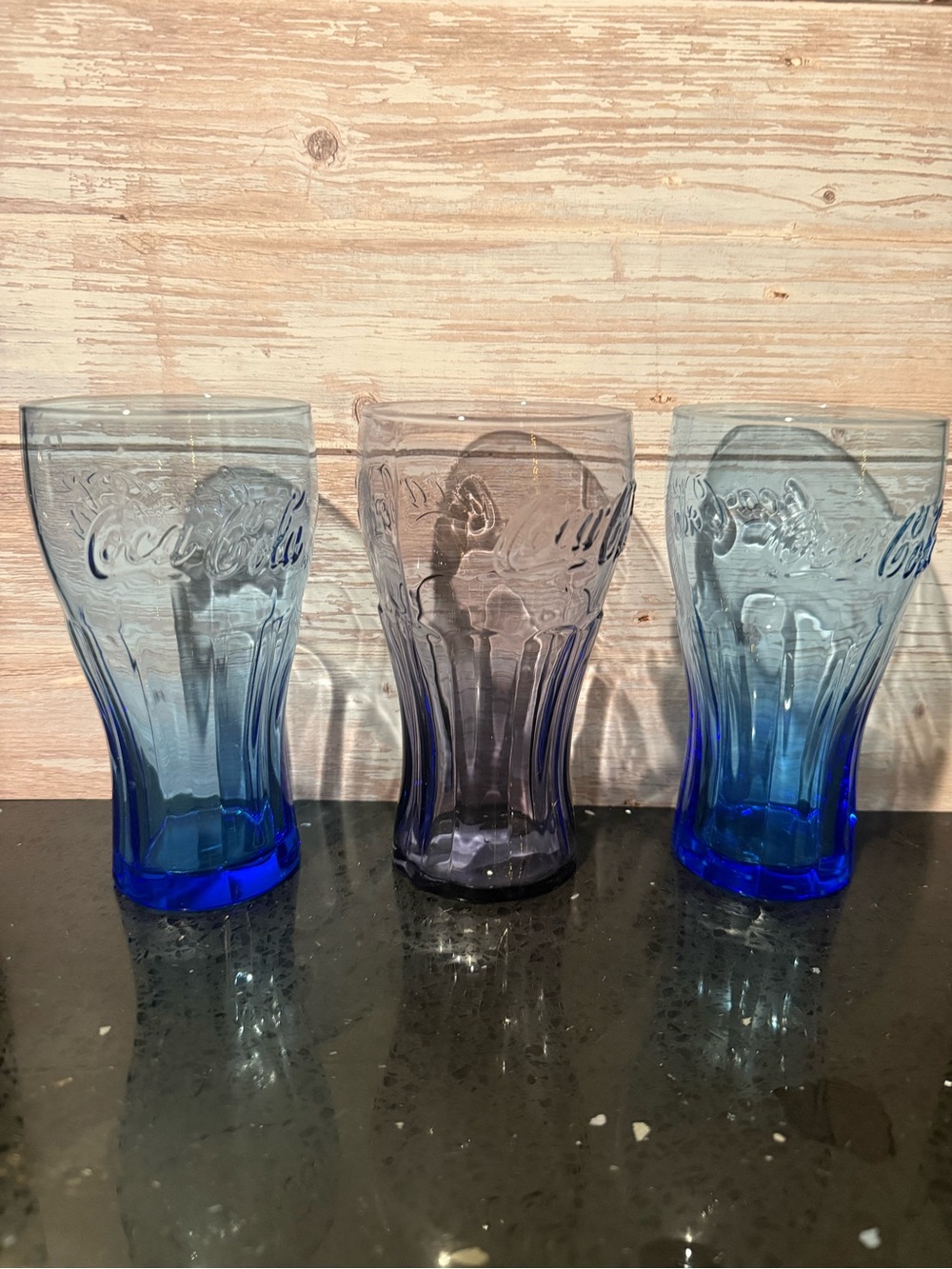 Coca Cola Blue Ombre Glasses - Trio of Branded Tumblers